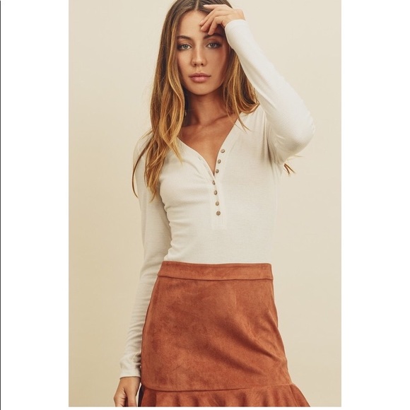 PREVIEW Vegan Suede Call You Mine Rust Mini Skirt - Picture 5 of 8
